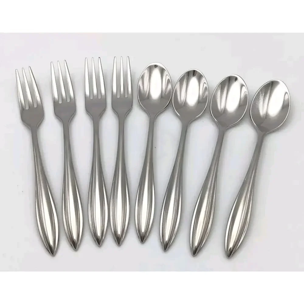 Lenox Sculpt/Marietta 4 Shirmp Forks & 4 Demitasse Spoons Stainless Flatware New
